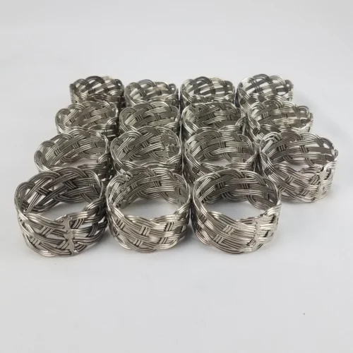 Napkin Rings Stainless Steel Braided Set of 15