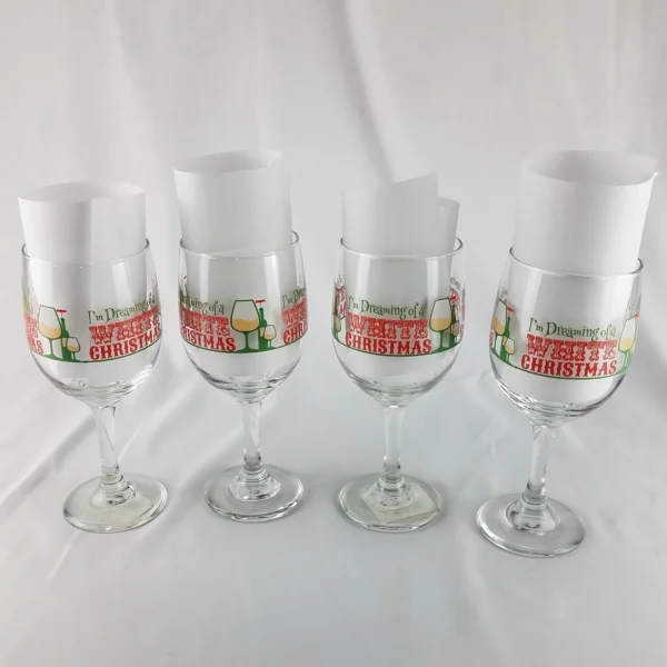 "I'm Dreaming of a White Christmas" Stemmed Wine Glass Set of 4