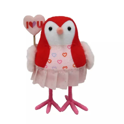 2022 Target/Spritz Valentine's Fabric Bird - CARMINE with I Love Sign Tutu Pink