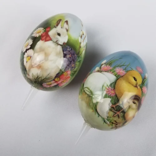 (2) Easter Egg Figurine Faux Nora Fleming Mini Inspired