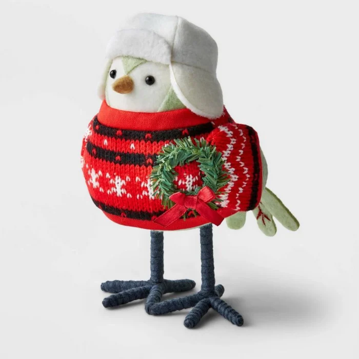 Target (Wondershop) FIKA Red Sweater 2022 Fabric Bird Christmas