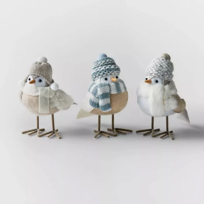Target Wondershop 3pc Mini Fabric Winter Decorative Gray Figurine Set