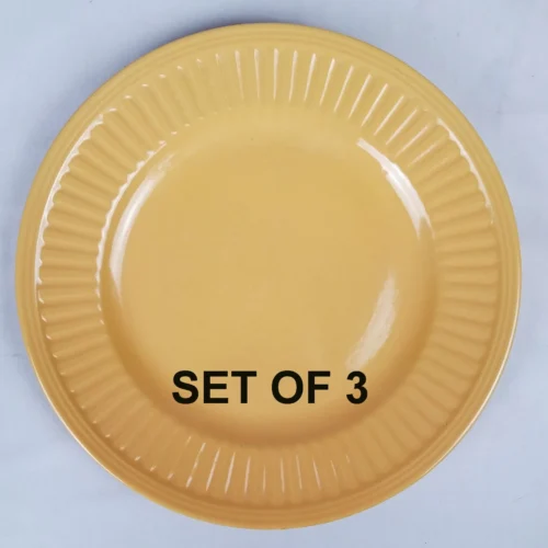 Royal Norfolk Yellow Mustard Ribbed Dinner Plate - Set of 3