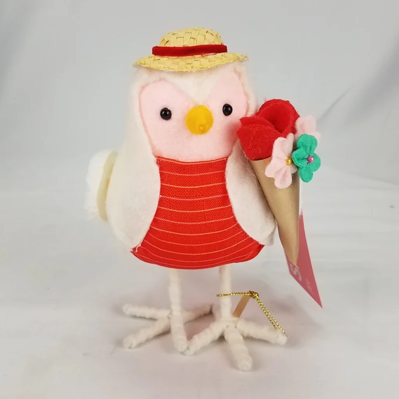 Target Spritz Valentine's Day Fabric Bird Figurine JET Holding Flowers