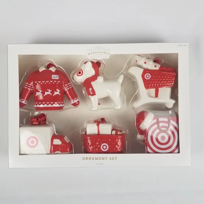 Target Wondershop Themed 6pc Ceramic Christmas Tree Ornament Red/White