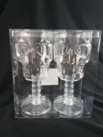 SKULL Goblet Clear Plastic Set of 2