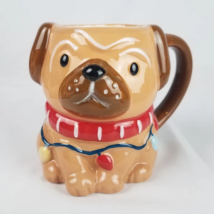 Target Wondershop 16.7oz Christmas Mug Figural Brown Pug Dog 2023