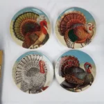 John Derian Target FALL TURKEY SALAD PLATE 4pc Set Stoneware