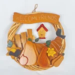 Welcome Friends Fall Harvest Wood Wreath Wall Hanging Rustic Cabin Decor