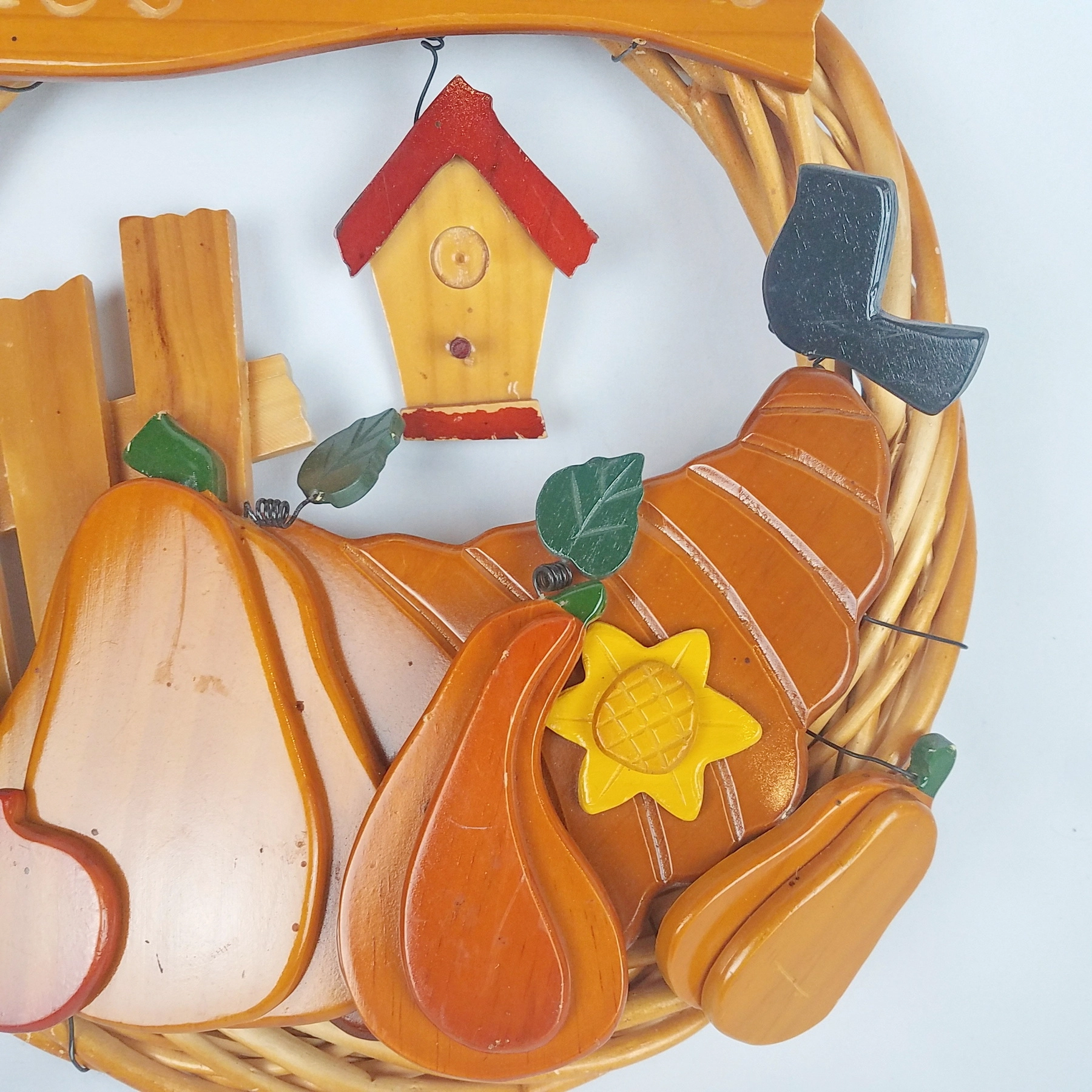 Welcome Friends Fall Harvest Wood Wreath Wall Hanging Rustic Cabin Decor - Image 3