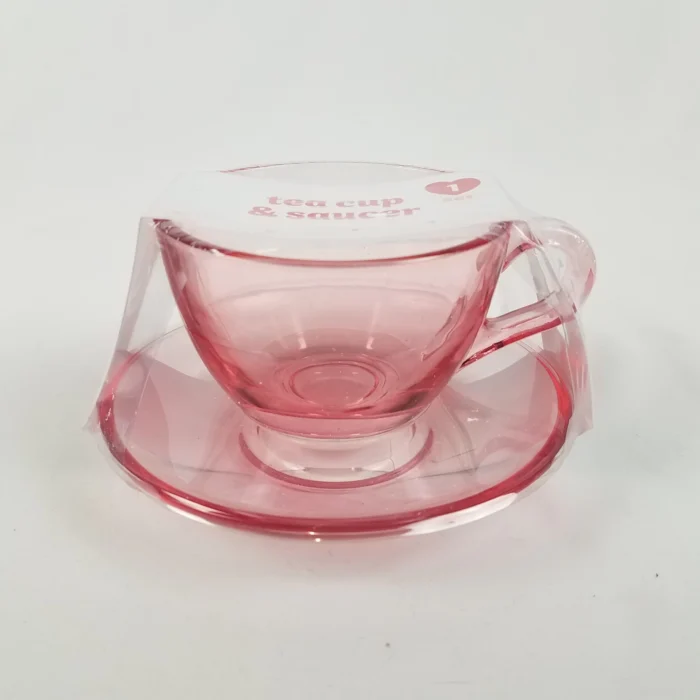 Valentine's Glass TEA CUP & SAUCER SET Pink Target Bullseye Playground 2024