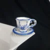 Delft Blue Styled Tea Cup and Saucer Dish Charm Decor Hexagon