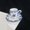 Delft Blue Styled Tea Cup and Saucer Dish Charm Decor Round
