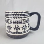 World Market Mug Needlepoint Pattern Gray