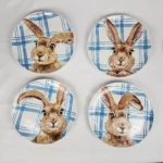 Pier 1 Imports HENRY BUNNY Easter Salad Plates Set of 4 NEW