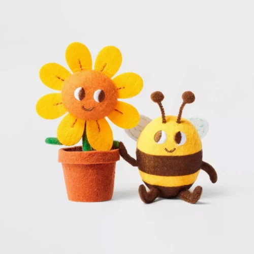 Easter Felt Figural Decor Flower & Bee Duo Set Spritz 2024