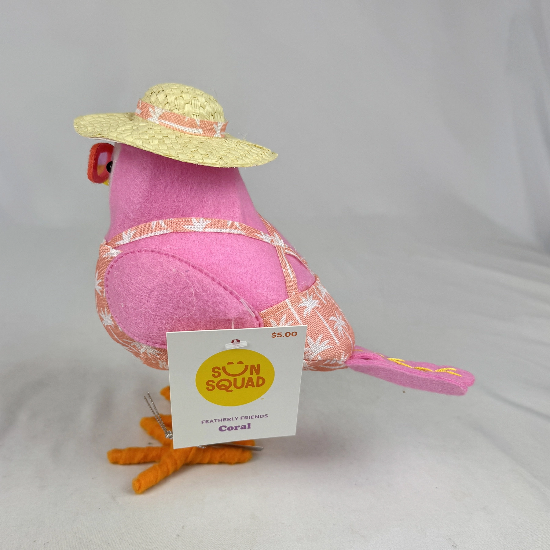 Target Sun Squad Featherly Friends CORAL Pink Fabric Bird 2024 Hat Purse - Image 5