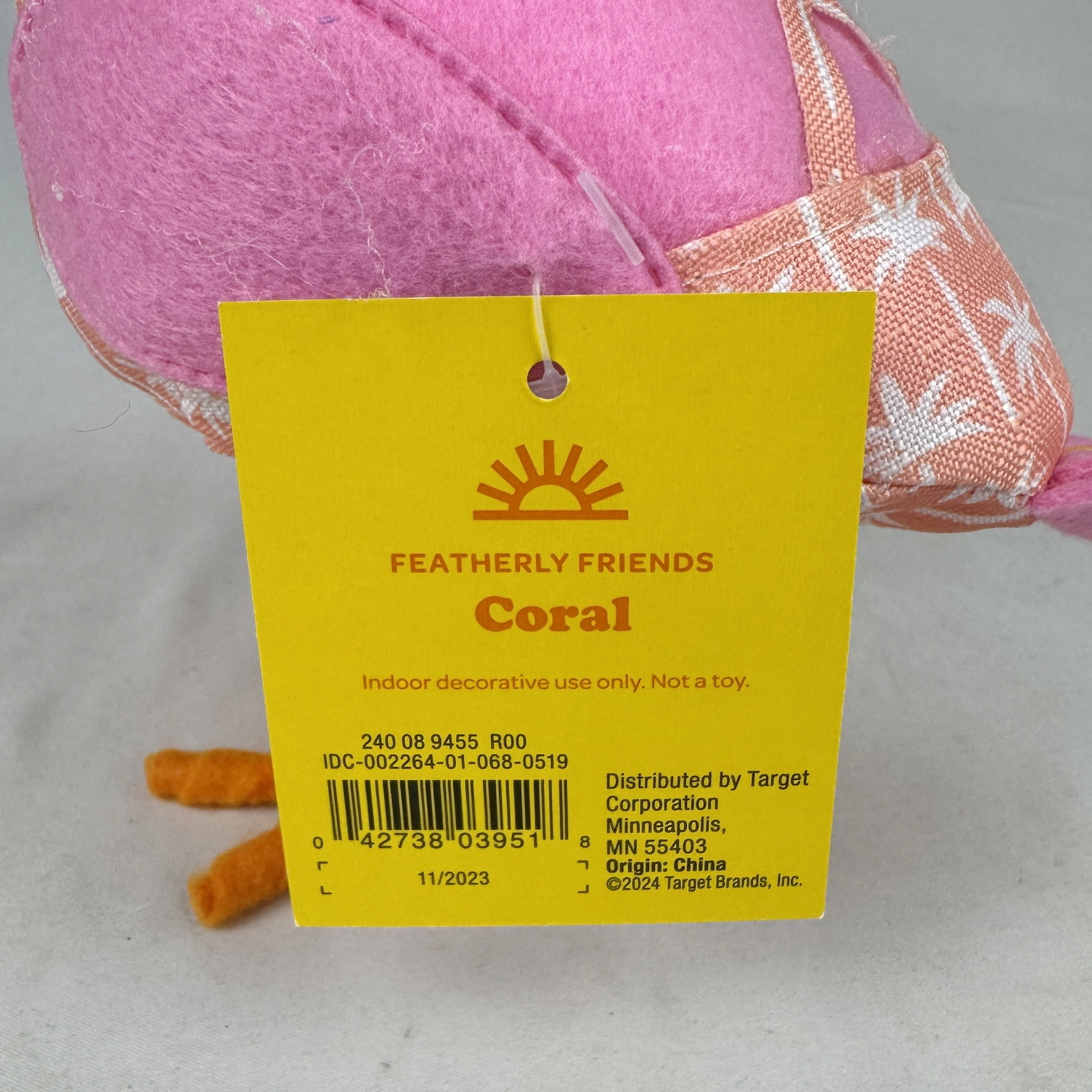 Target Sun Squad Featherly Friends CORAL Pink Fabric Bird 2024 Hat Purse - Image 7