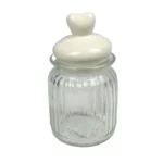Valentine's Day Glass Canister White Ceramic Heart Shape Lid Hobby Lobby 10oz 2023