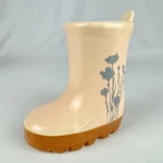 Rain Boot Vase Ceramic Decor Pink Wildflowers