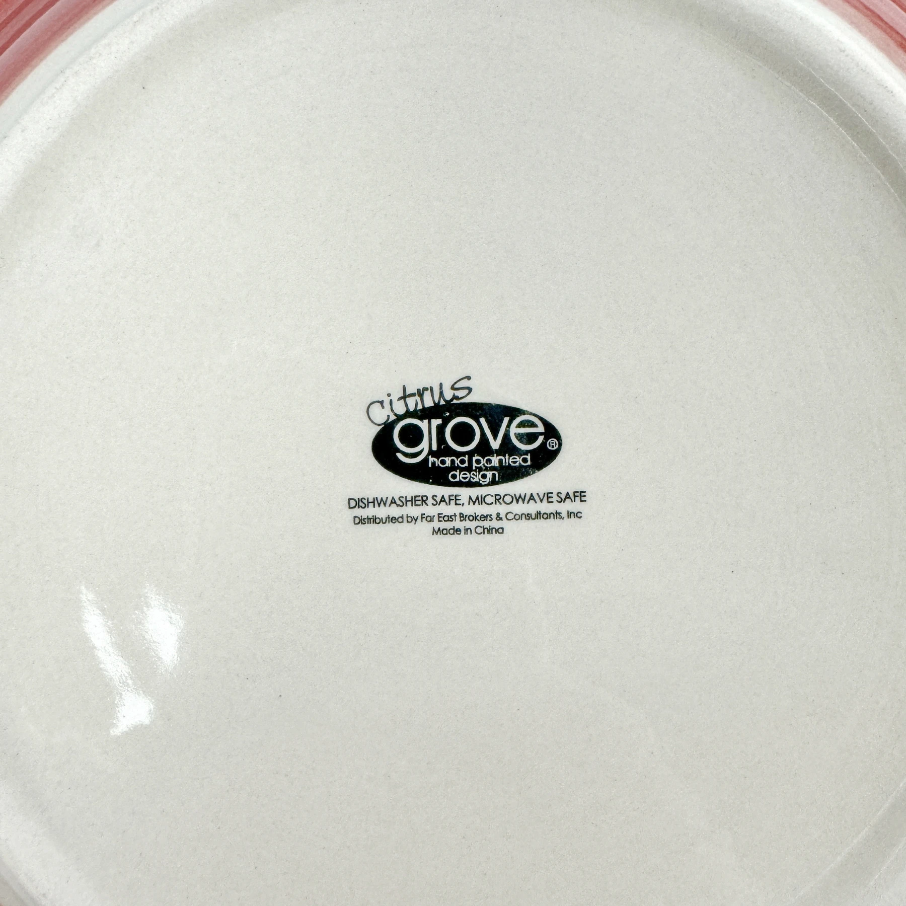 Citrus Grove Red Swirl Salad Plate Hand Painted - Image 3