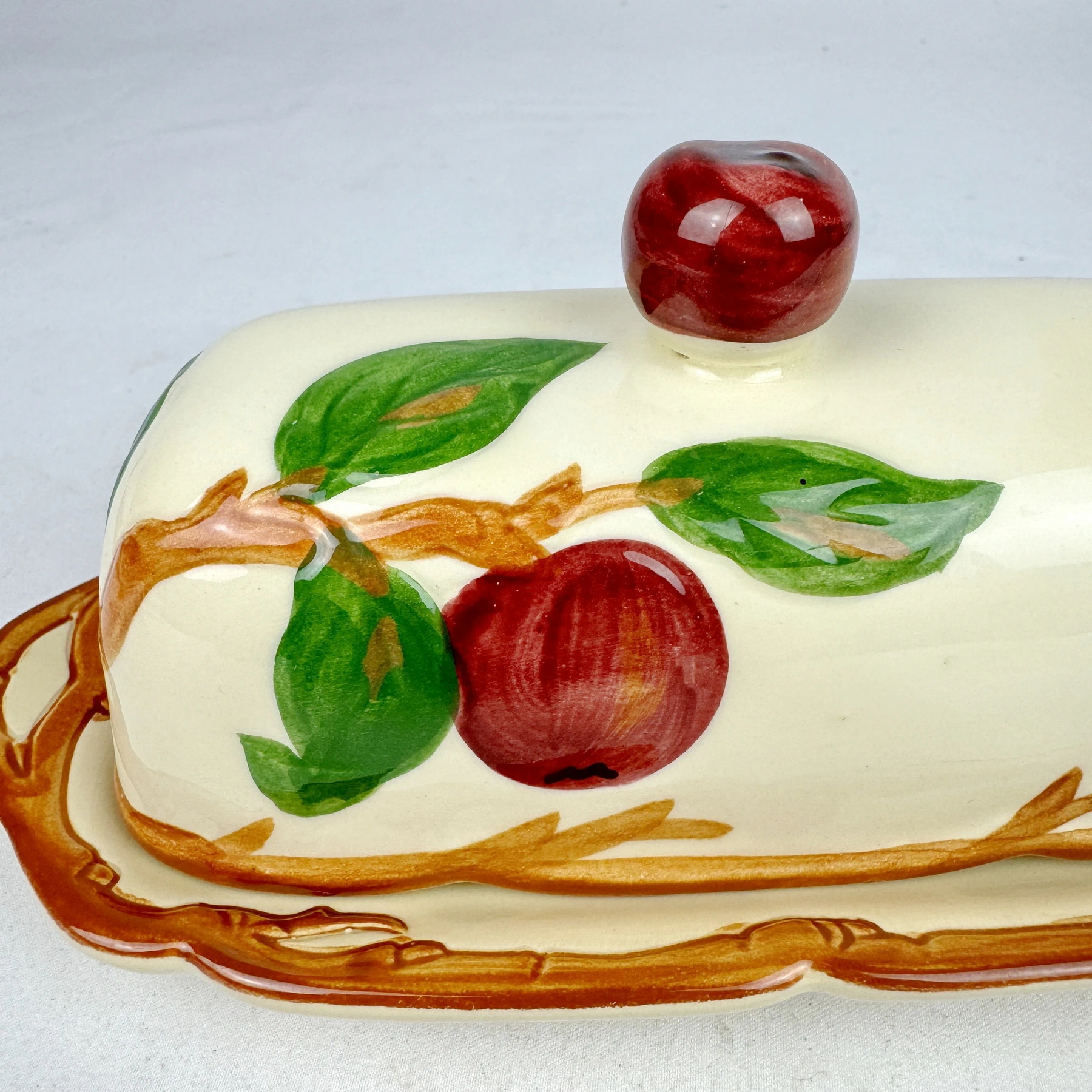 Franciscan APPLE (USA) Butter Dish with Finial Top Lid - Image 5