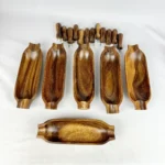 Hand Carved Teak Wood Philippines Corn-On-The Cob Trays w/Holders Set of 6