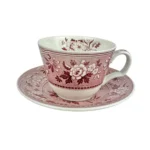 Spode ARCHIVE COLLECTION CRANBERRY Flat Cup & Saucer Set