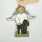 St. Andrew's Abbey Ceramics Clay Pottery Black FRENCH POODLE ANGEL Plaque