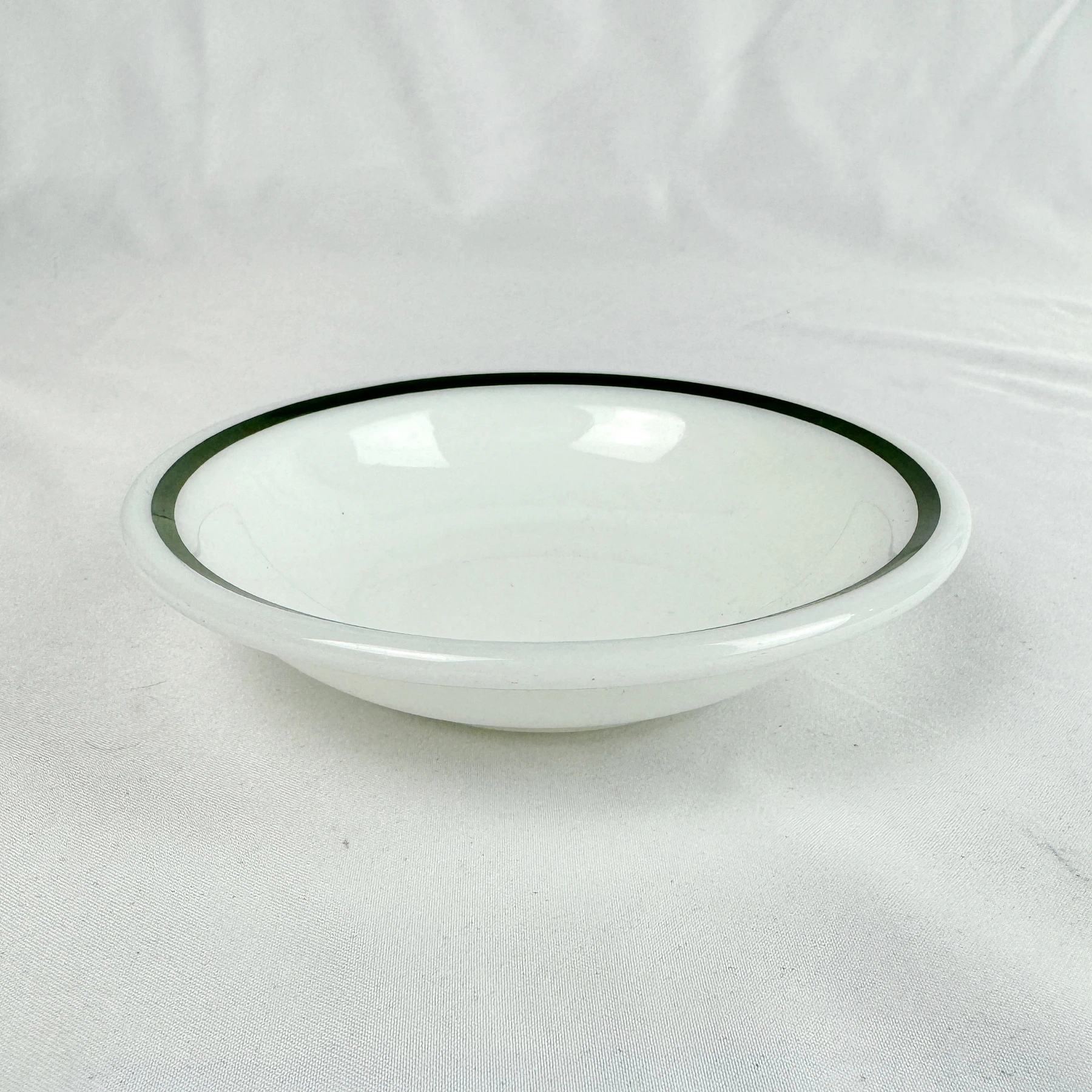 Corning DECOR Restaurant Ware Fruit/Dessert/Sauce Bowl Milk Glass Green Stripe