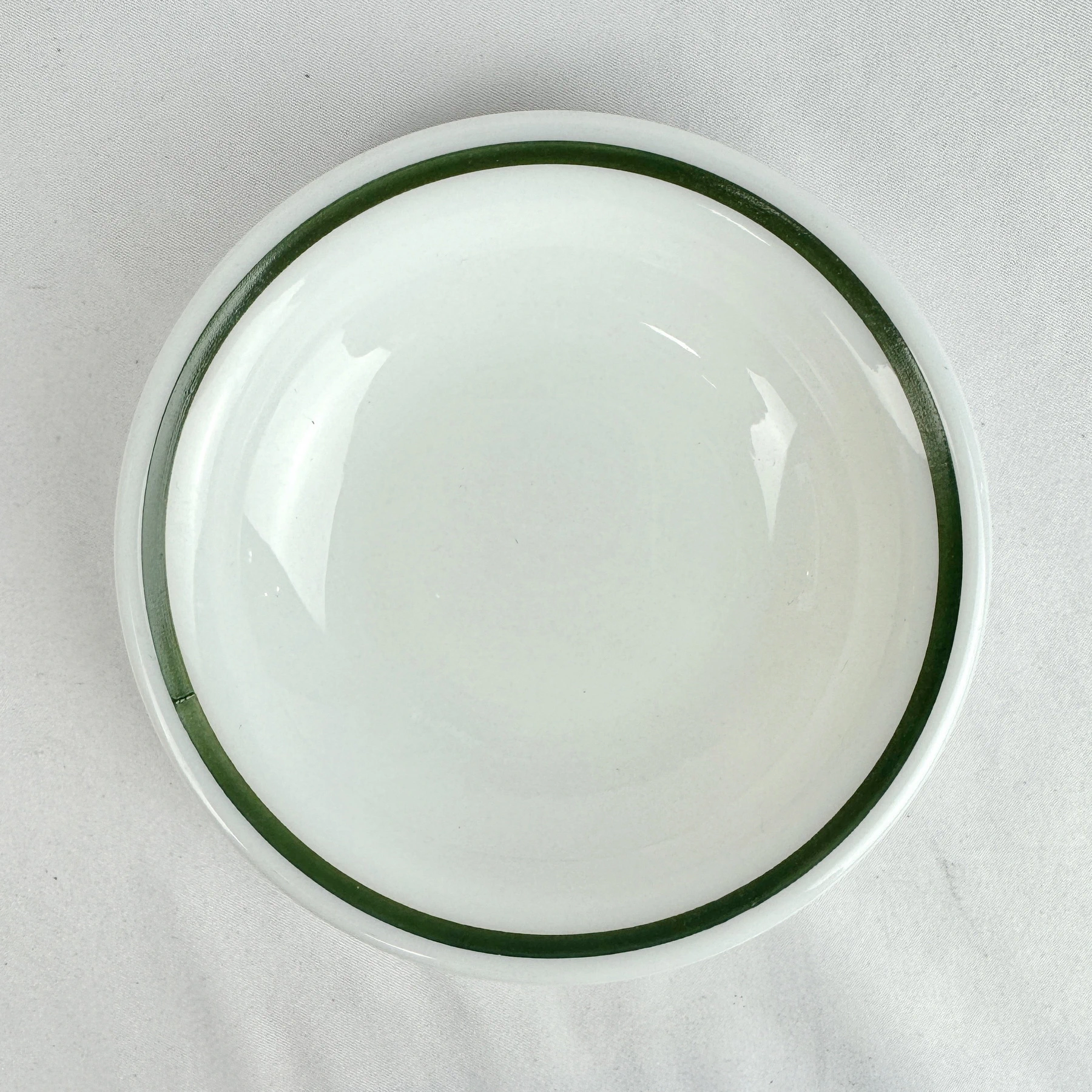 Corning DECOR Restaurant Ware Fruit/Dessert/Sauce Bowl Milk Glass Green Stripe - Image 2