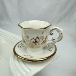Guilded Faux Mini Tea Cup & Saucer Dish Charm Porcelain