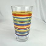 Vintage Libby Multicolor Striped Glass 16oz Tumbler