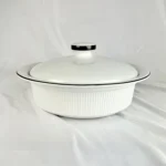 Corningware 1.5 QT White with Black Trim Round Covered Casserole Dish