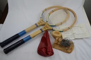 Vintage Action-Pack Tennis Partner 70's Game ~ 2 Wood Rackets ~ Mid-Century ~ NEW