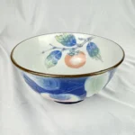 Japan Persimmon Decor Bowl Andrea by Sadek Raised Blue White Peaches