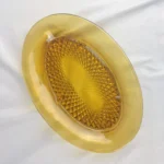 Indian Glass DIAMOND POINT AMBER Oval Butter Dish No Lid