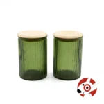 Medium 5" Clear Green Ribbed Glass Storage Jars 2pk Target Bullseye Playground