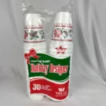 Retro WinCup Styro 12oz Disposable Cups Christmas Holiday 30 Pack