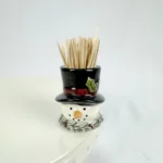 Faux Nora Fleming Mini Inspired SNOWMAN TOOTH PICK HOLDER Plate Charm