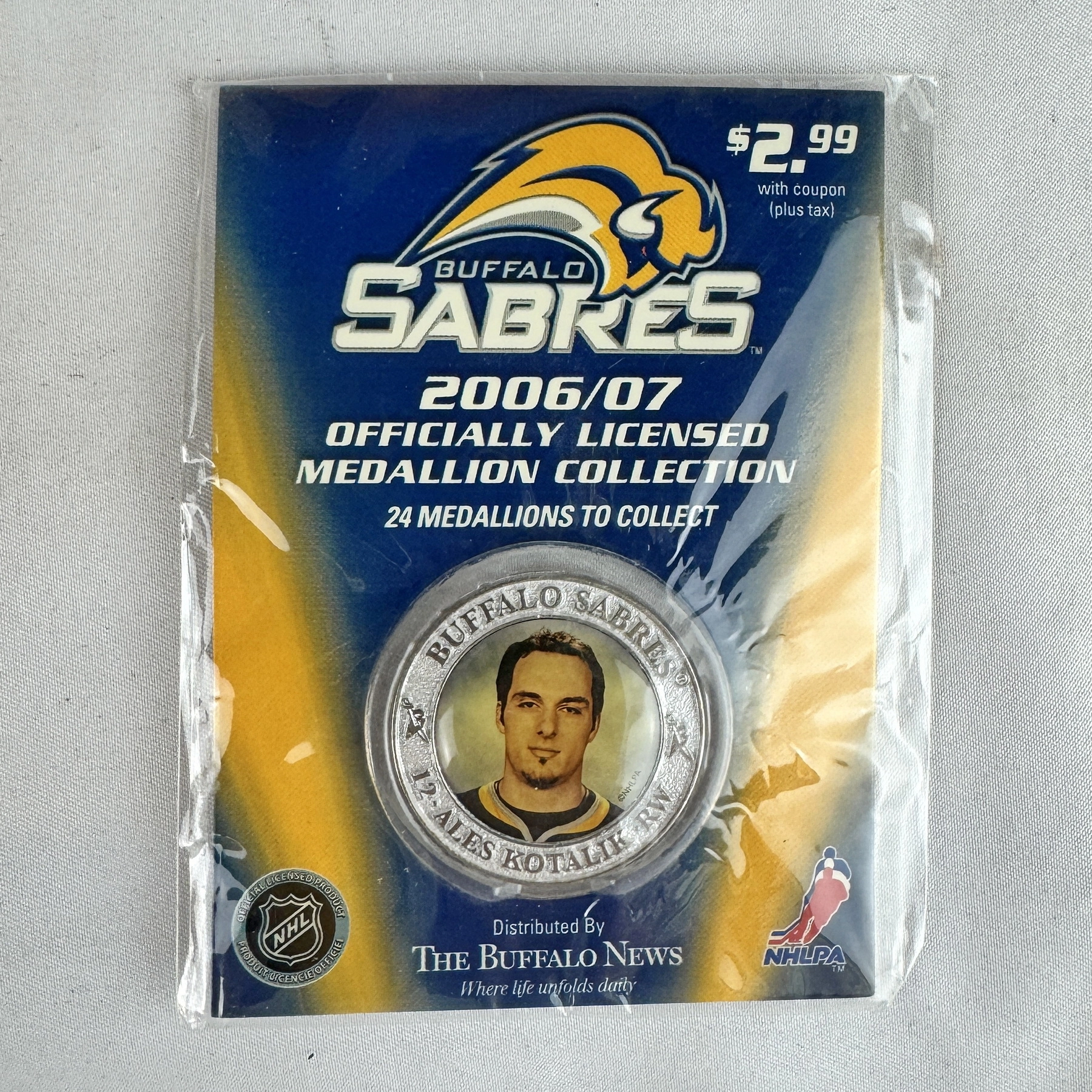 NHL National Hockey League Buffalo Sabres Medallions Ales Kotalik ALES KOTALIK 2006-2007 Buffalo Sabres NHL Hockey Medallion