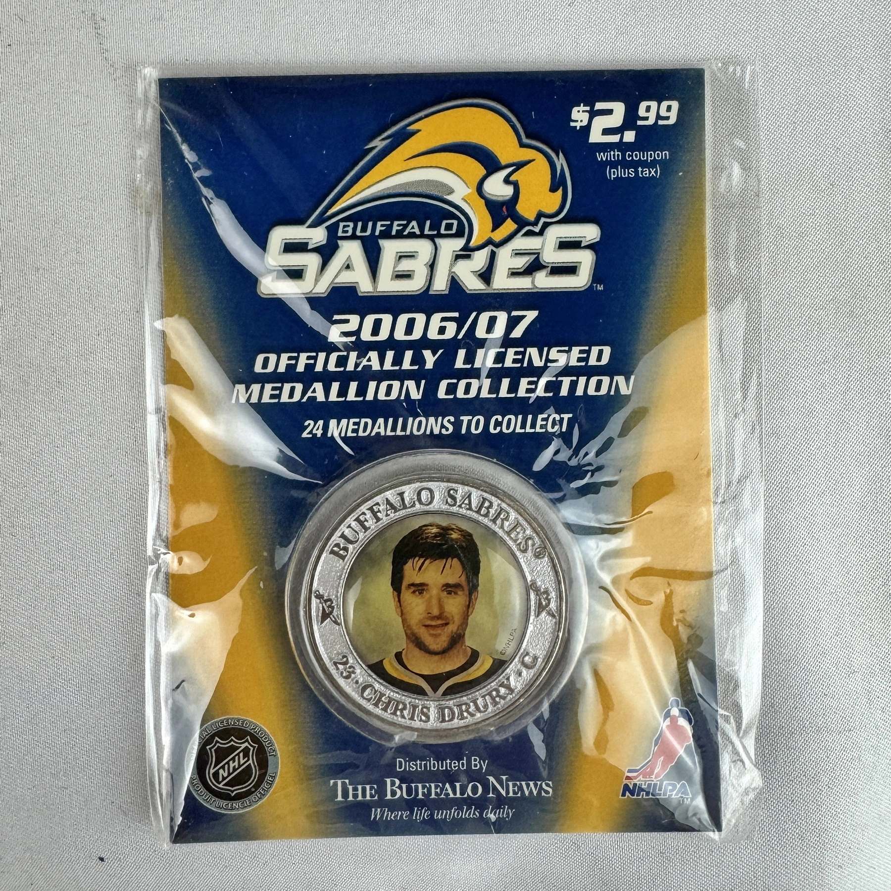 NHL National Hockey League Buffalo Sabres Medallions Chris Drury CHRIS DRURY 2006-2007 Buffalo Sabres NHL Hockey Medallion