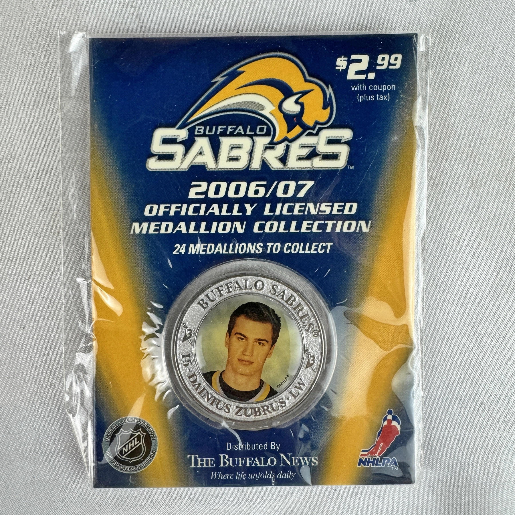 NHL National Hockey League Buffalo Sabres Medallions Daintus Zubrus DAINTUS ZUBRUS 2006-2007 Buffalo Sabres NHL Hockey Medallion