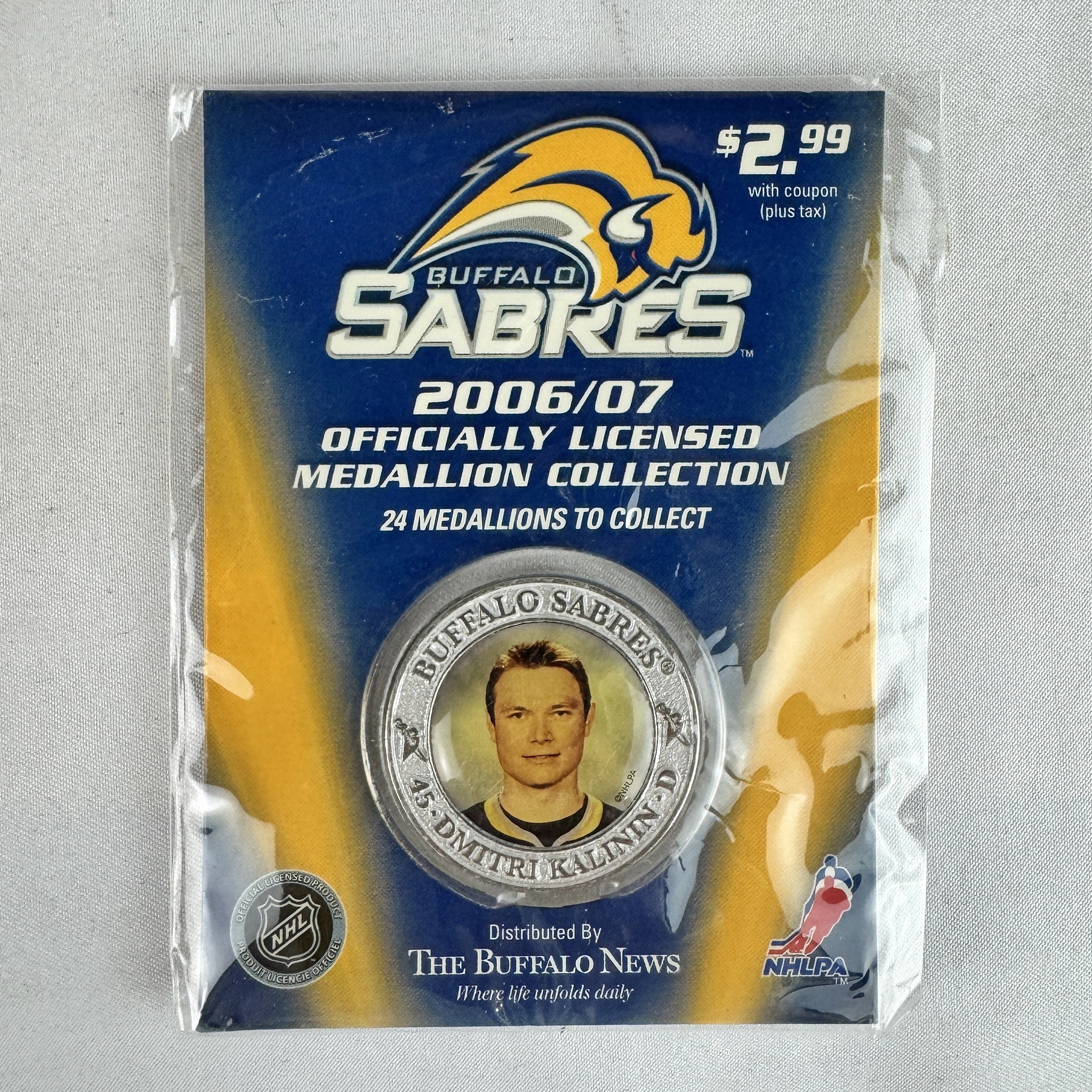 NHL National Hockey League Buffalo Sabres Medallions Dmitri Kalinin DMITRI KALININ 2006-2007 Buffalo Sabres NHL Hockey Medallion