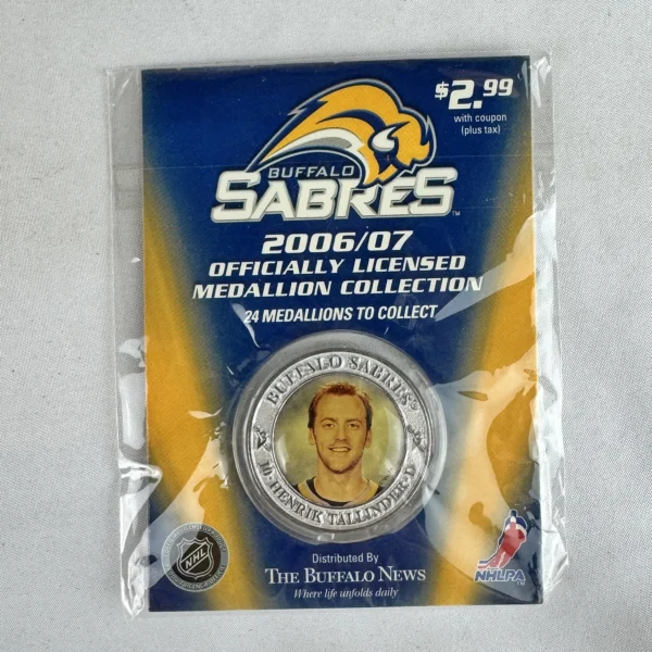 NHL National Hockey League Buffalo Sabres Medallions Henrik Tallinder HENRIK TALLINDER 2006-2007 Buffalo Sabres NHL Hockey Medallion