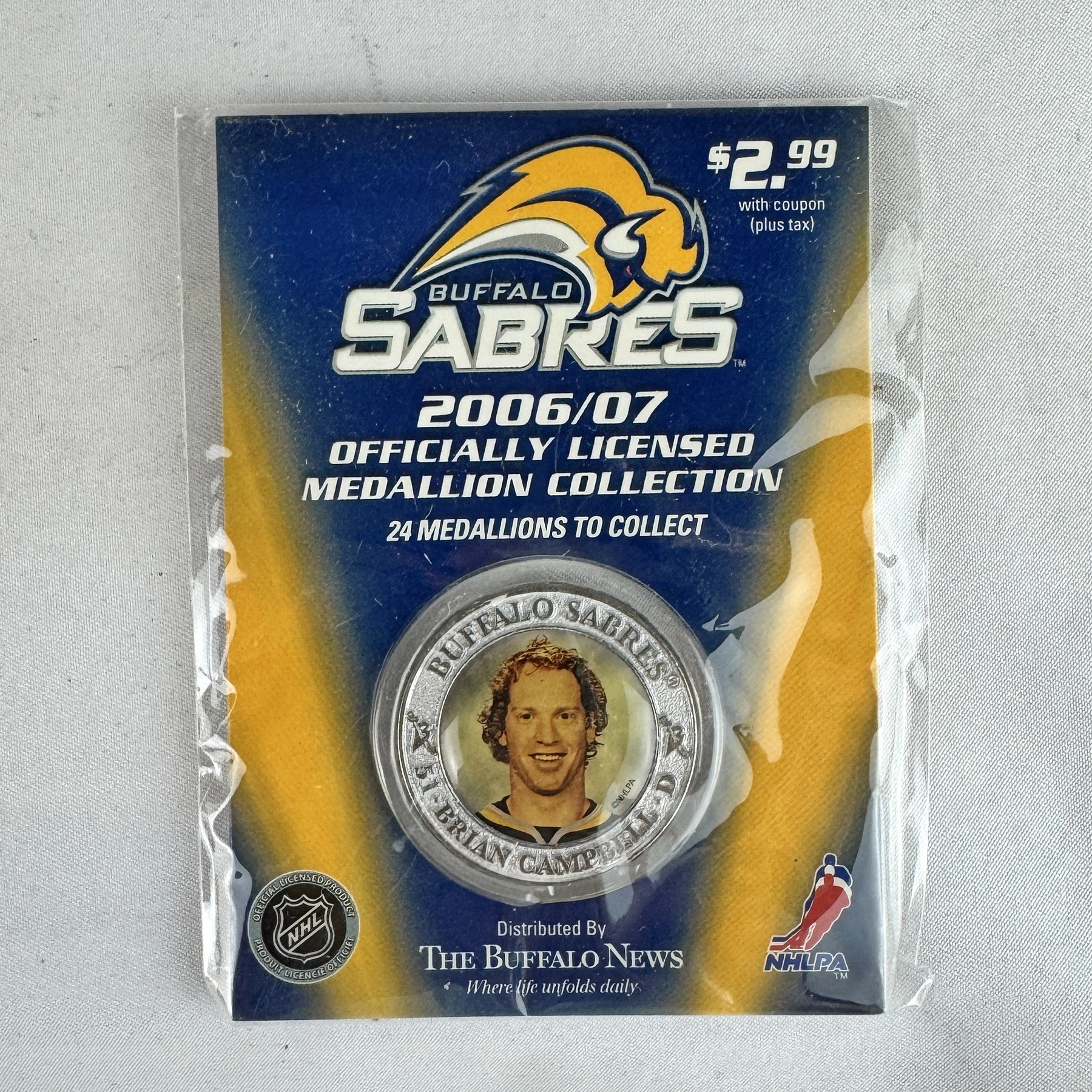 NHL National Hockey League Buffalo Sabres Medallions Brian Campbeli BRIAN CAMPBELI 2006-2007 Buffalo Sabres NHL Hockey Medallion