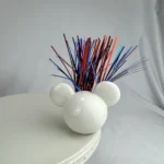 Disney Mickey Mouse Ears Faux Mini Dish Charm Patriotic Tinsel White