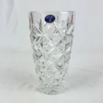 Bohemia 7" Lead Crystal Vase Czech Republic Starburst Crisscross