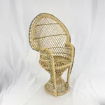 Miniature Wicker Peacock Chair Doll Furniture Boho Rattan Armchair 16" Tall