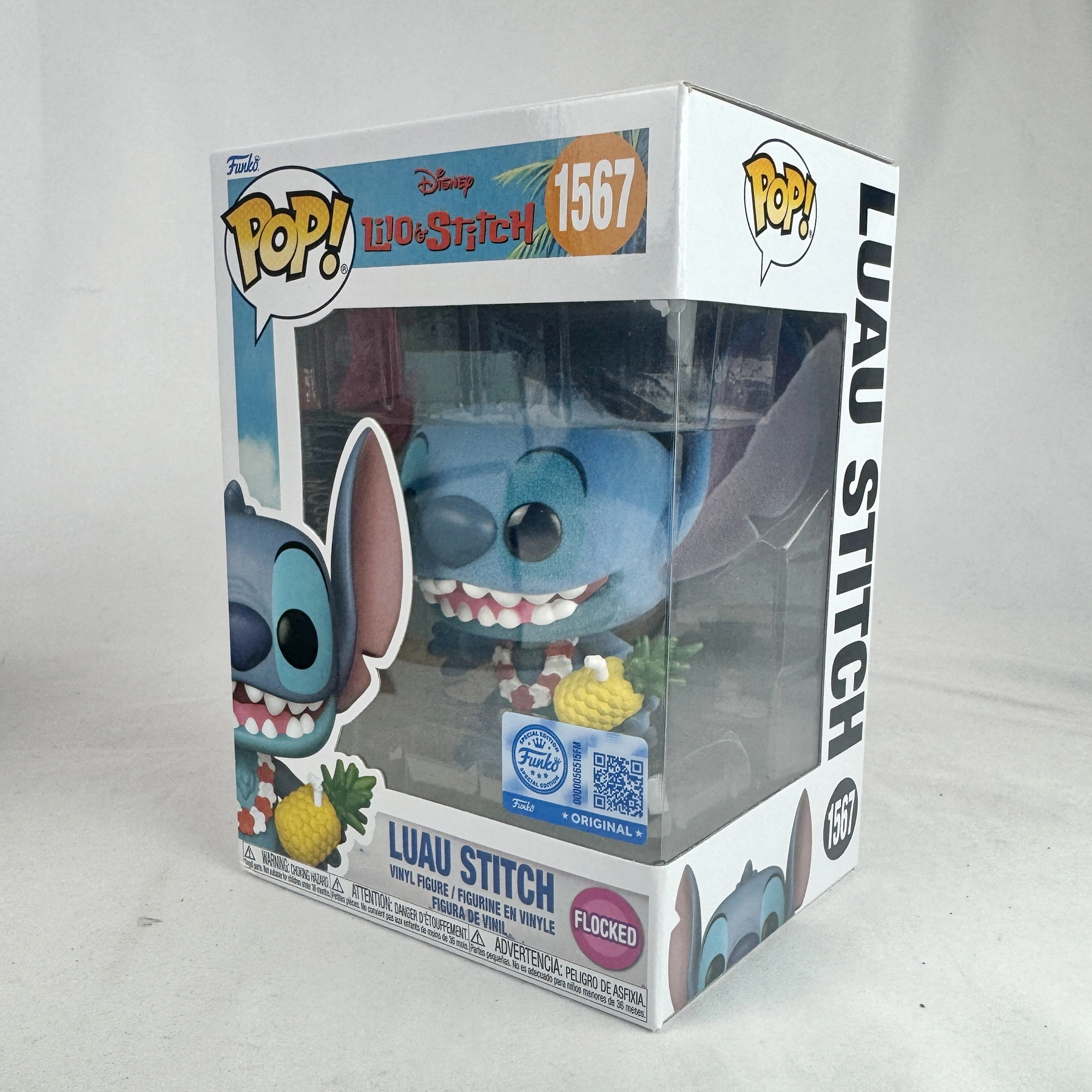 Funko Pop! Disney Lilo & Stitch #1567 Luau Stitch Flocked Exclusive Vinyl Figure - Image 3